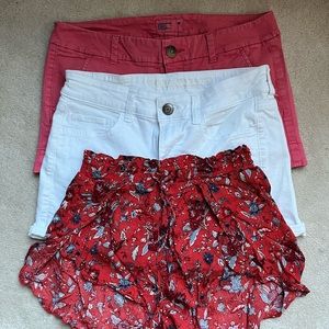 three pairs of fun, summer American Eagle shorts!